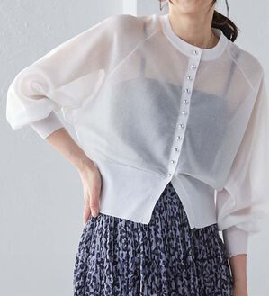 RANAN（ラナン）の「シルバーボタンシアーニットカーデ（ニットカーディガン）」｜詳細画像