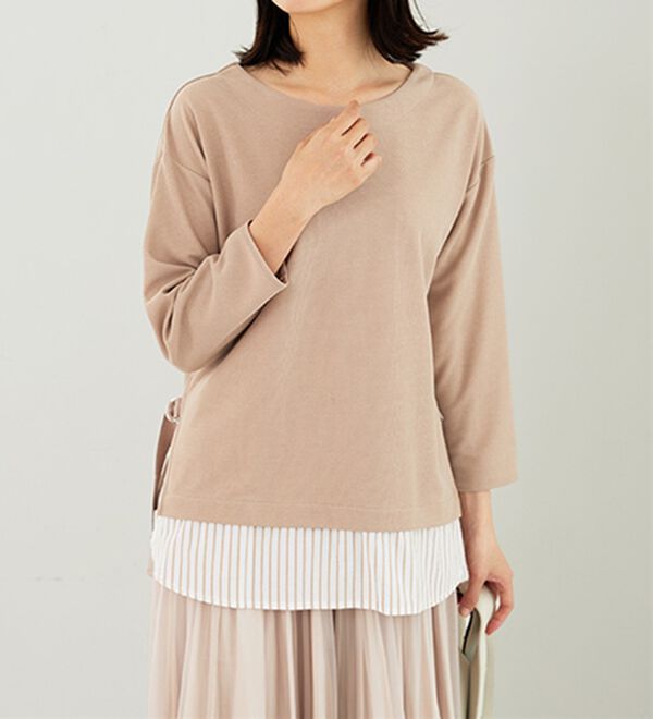 BELLUNA（ベルーナ）の「 ラメストライプシャツフェイクチュニック（チュニック）」｜詳細画像