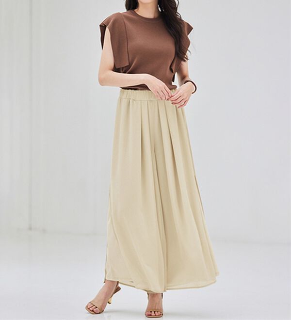 RANAN（ラナン）の「ひんやり！サイドスリットシフォンパンツ（フルレングスパンツ）」｜詳細画像