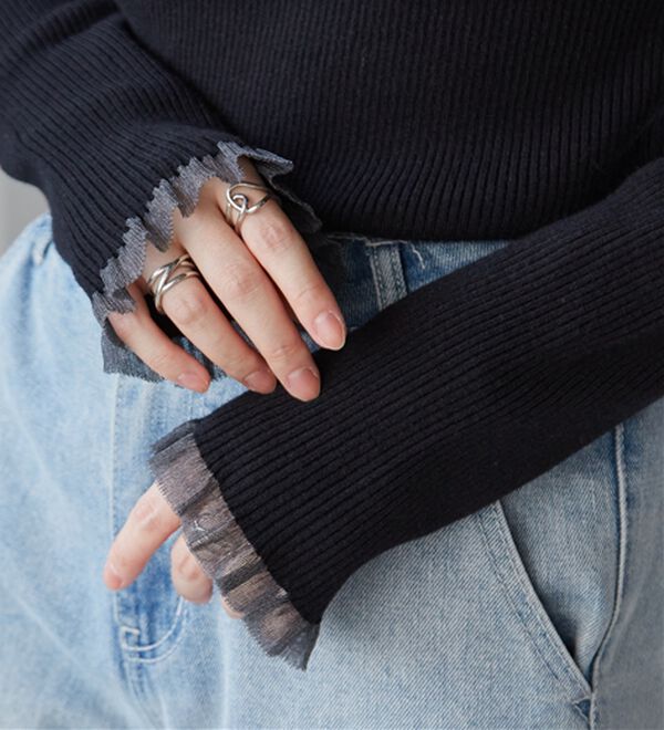 RANAN（ラナン）の「シアーフリルハイネックリブニット（ニット・セーター）」｜詳細画像