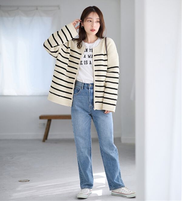 Viola e Viola（ヴィオラ エ ヴィオラ）の「ランタンスリーブジップニットコーディガン（ニットカーディガン）」｜詳細画像