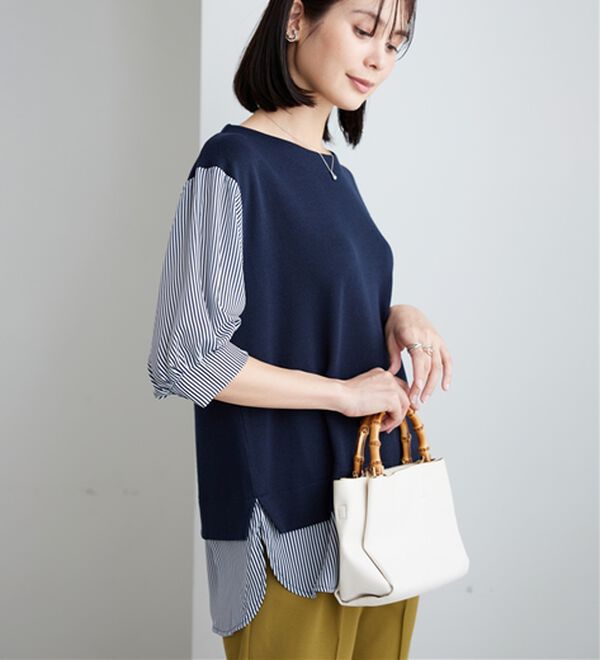 BELLUNA（ベルーナ）の「ラメ調素材シャツフェイクチュニック（チュニック）」｜詳細画像