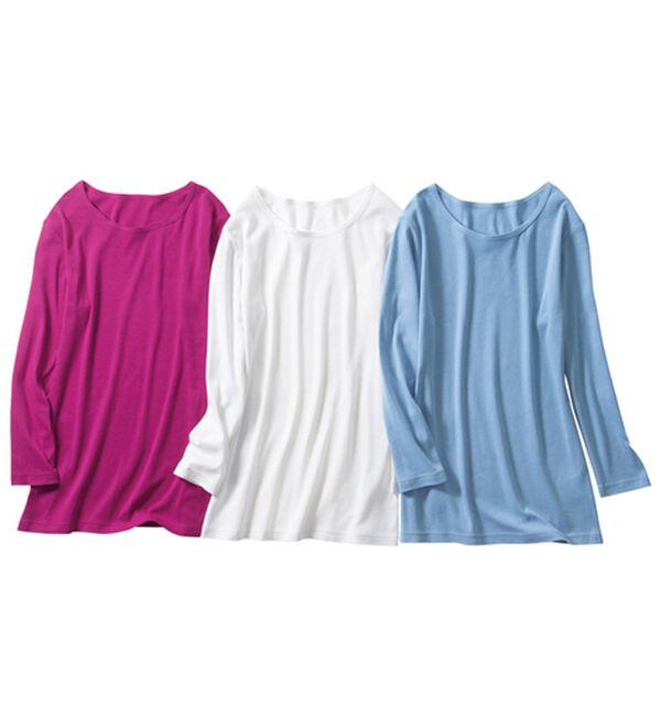 「【６色組】＜カラフルコットン＞綿１００％クルーネックプルオーバー（肌着・インナーウェア）」｜詳細画像