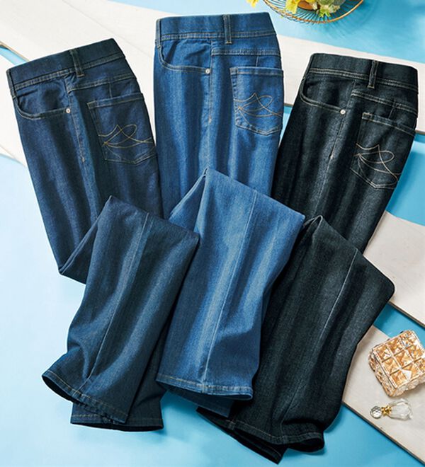 3本組】うしろ姿きれい！やわらかデニムパンツ - ベルーナ【公式】 