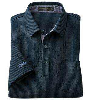 「＜パトリチオ　フランチェスカ＞ラクしてきちんと涼感サッカーポロシャツ（メンズポロシャツ）」｜ネイビー