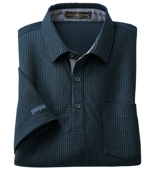 「＜パトリチオ　フランチェスカ＞ラクしてきちんと涼感サッカーポロシャツ（メンズポロシャツ）」｜ネイビー