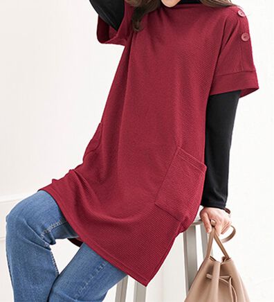 BELLUNA（ベルーナ）の「フリル衿プルオーバー付ジャカードチュニック（アンサンブル）」