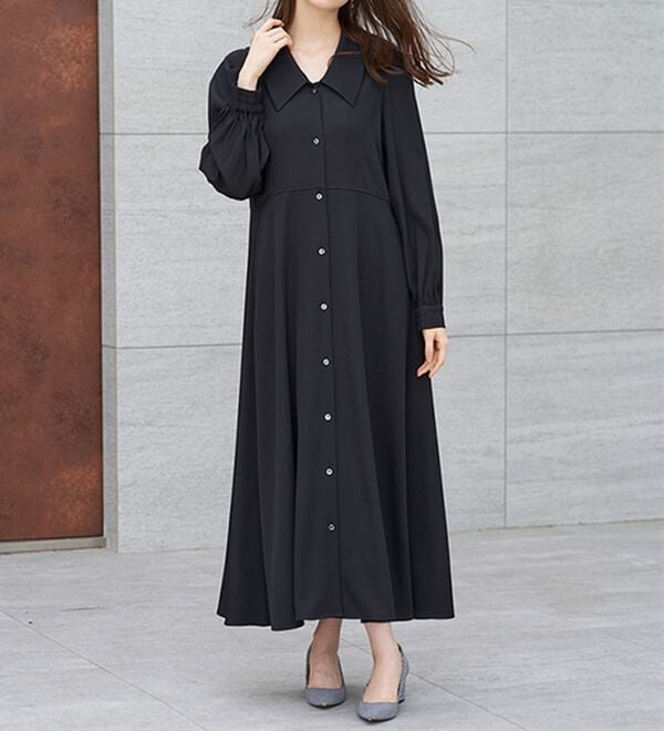 RANAN（ラナン）の「クラシカルカラーシャツワンピ（シャツワンピース）」｜ブラック