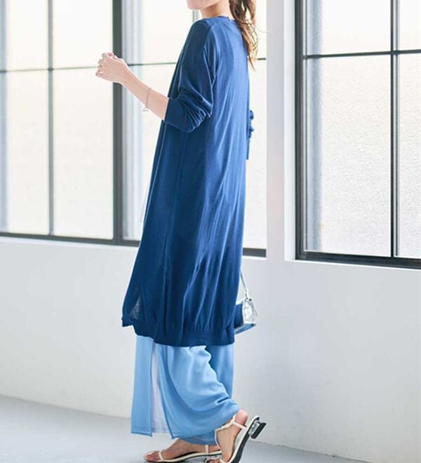 RANAN（ラナン）の「ロング丈Ｖネックニットカーデ（ニットカーディガン）」｜詳細画像