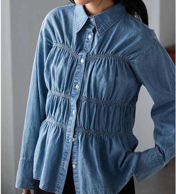 RANAN（ラナン）の「ライトデニムシャーリングデザインシャツブルー（シャツ）」｜詳細画像