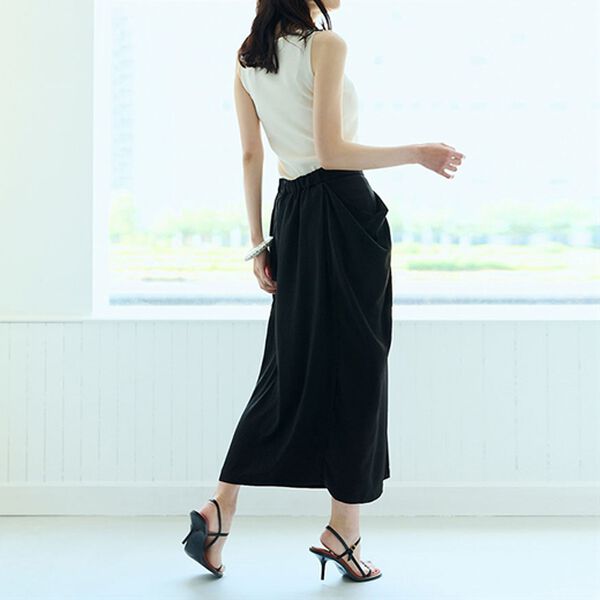 RANAN（ラナン）の「麻調素材ポケットデザインスカート（ロングスカート）」｜詳細画像