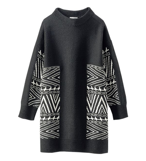 BELLUNA（ベルーナ）の「【Ｌａｇｒｉｌｕａ】幾何柄ジャカード編ニットチュニック（チュニック）」｜詳細画像