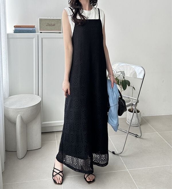 GeeRA（ジーラ）の「前後２ＷＡＹパネルレースキャミワンピース（その他ワンピース）」｜詳細画像