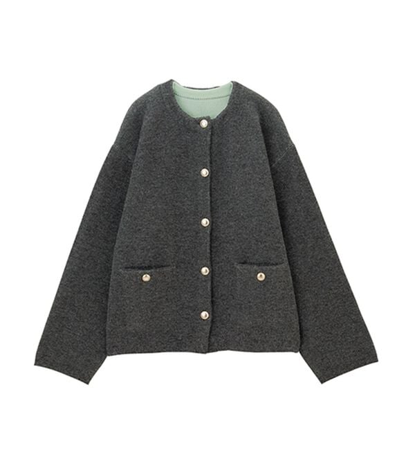 RANAN（ラナン）の「裏配色ゴールド調ボタンニットコーディガン（ニットカーディガン）」｜詳細画像