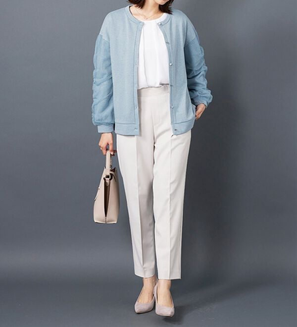 BELLUNA（ベルーナ）の「ラメ調袖チュールデザインカーディガン（その他カーディガン）」｜詳細画像