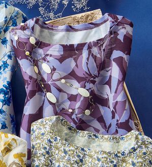 ルフラン（ルフラン）の「汗染み防止綿混プリントプルオーバー（カットソー）」｜パープル