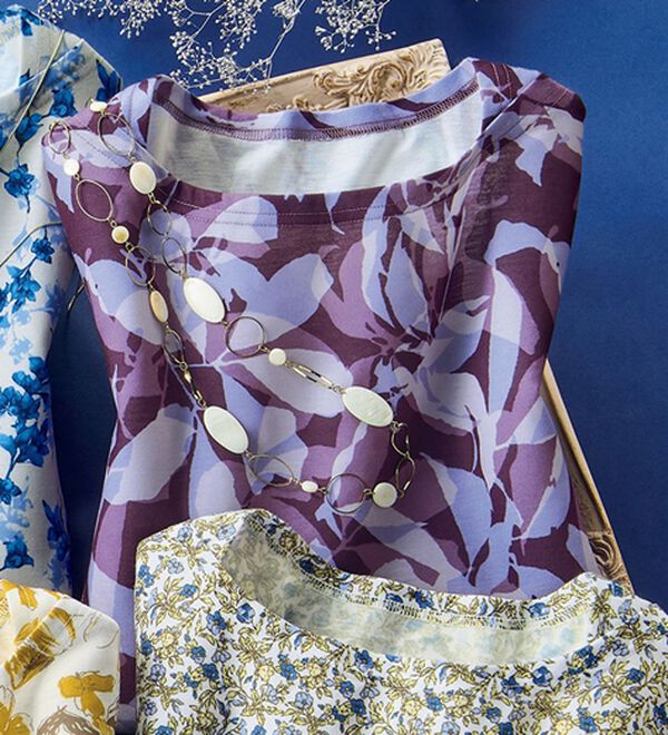 ルフラン（ルフラン）の「汗染み防止綿混プリントプルオーバー（カットソー）」｜パープル