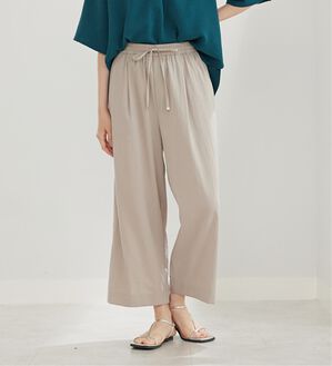 BELLUNA（ベルーナ）の「【接触冷感・UV対策】涼感スラブ調素材ドロストワイドパンツ（ワイドパンツ・ガウチョ）」｜グレージュ