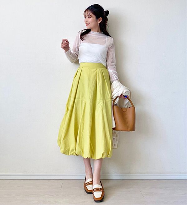 BELLUNA（ベルーナ）の「【低身長さん向け】ドット柄チュールインナー（カットソー）」｜詳細画像