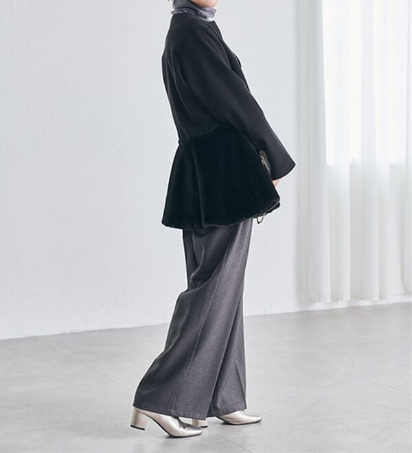 RANAN（ラナン）の「ペプラムファー切替コート（ハーフコート）」｜詳細画像
