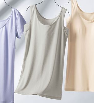 LAVIENNE（ラヴィエンヌ）の「＜さらりラボ＞サラッと涼しい綿混タンク（肌着・インナーウェア）」｜グレー