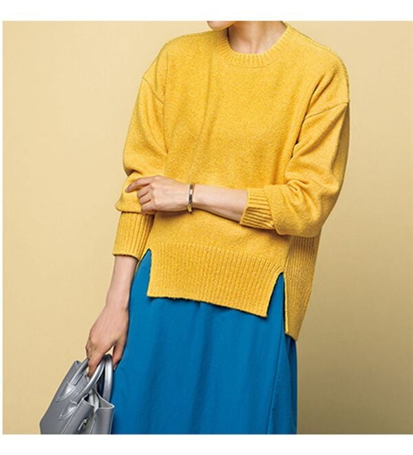 VINNO（ヴィノ）の「ミックスヤーン編地変化ニットプルオーバー（ニット・セーター）」｜詳細画像