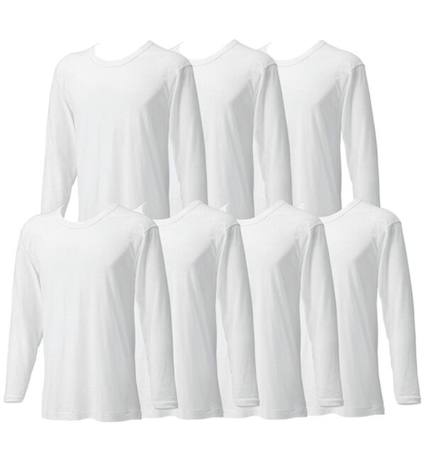 「＜グンゼ＞爽快ドライ（Ｒ）インナー１週間パック（メンズ肌着・インナーウェア）」｜ホワイト長袖丸首7枚組