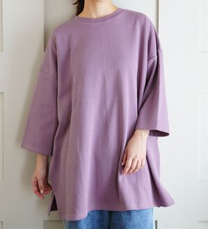 A HAPPY MARILYN（アハッピーマリリン）の「【Ｍ～８Ｌ】スウェット苦手さんも嬉しい！綿トレーナーライクビッグシルエットＴシャツ（Tシャツ）」｜ダスクパープル
