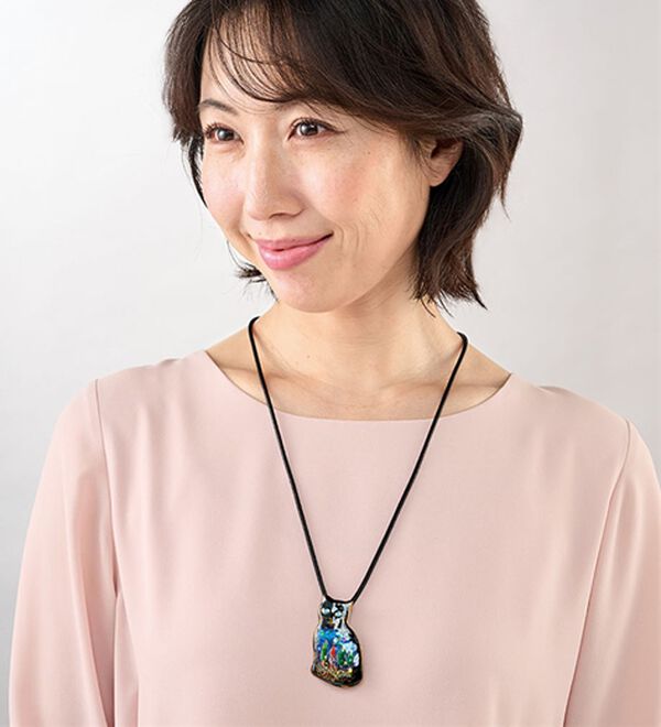 BELLUNA（ベルーナ）の「日本の職人技！七宝焼き　黒猫２ＷＡＹペンダント（ネックレス・ペンダント）」｜詳細画像