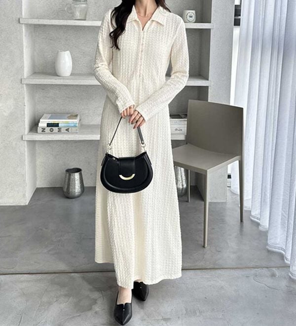 GeeRA（ジーラ）の「ポロ衿表面感素材マーメイドワンピース（カットソーワンピース）」｜詳細画像