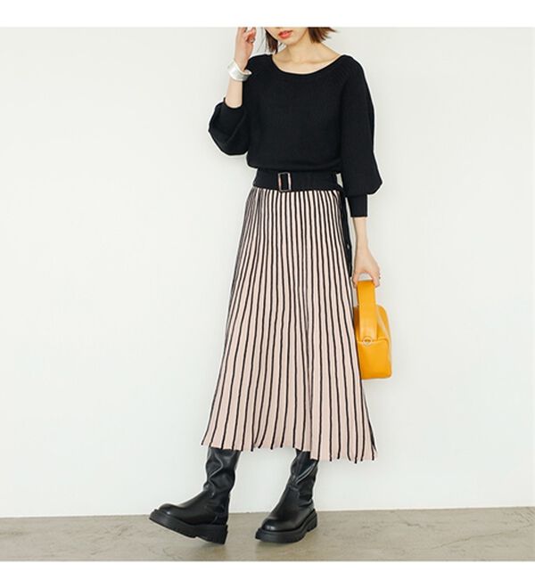 GeeRA（ジーラ）の「前後２ＷＡＹプリーツニットワンピース（ニットワンピース）」｜詳細画像