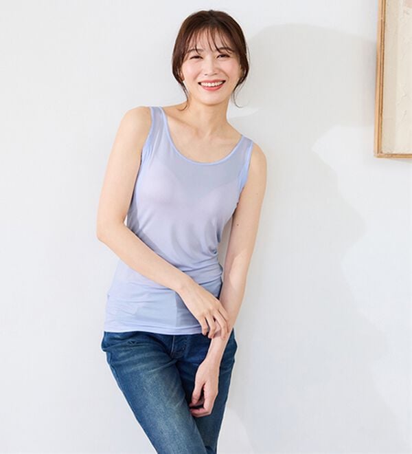 LAVIENNE（ラヴィエンヌ）の「【暑がりさん必見！】瞬間ひんやり冷感！タンクトップインナー＜さらりラボ＞（肌着・インナーウェア）」｜詳細画像