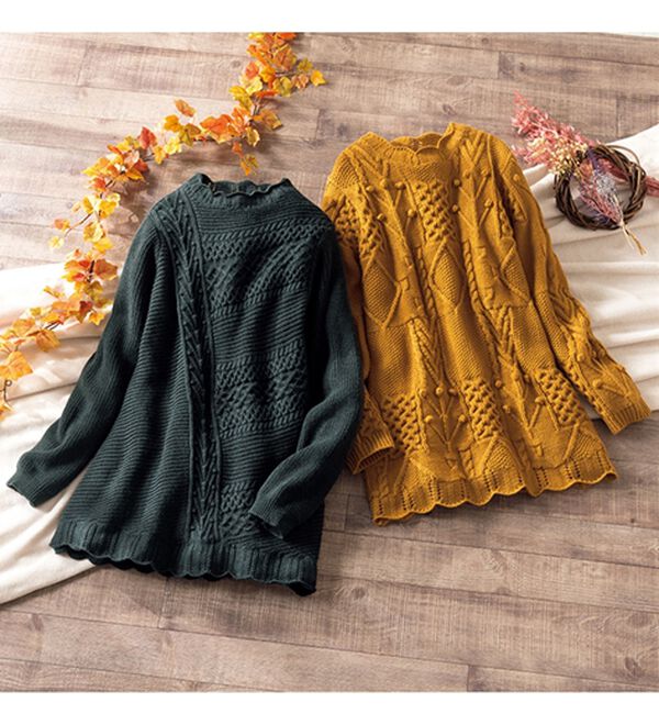 ルフラン（ルフラン）の「手編み風のデザインニットチュニック（ニット・セーター）」｜詳細画像