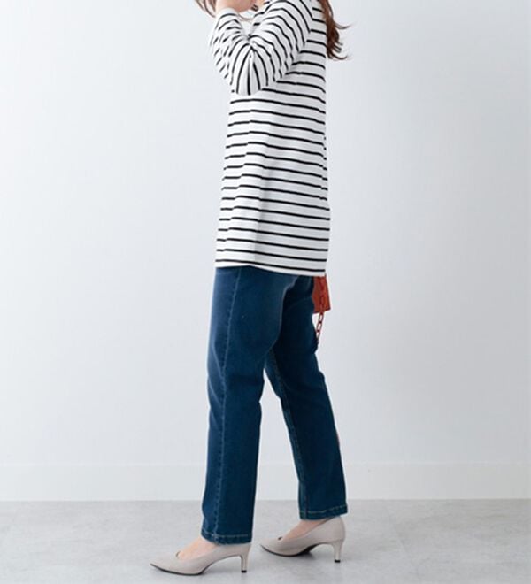 BELLUNA（ベルーナ）の「柔らかポンチ素材ボーダープルオーバー（カットソー）」｜詳細画像