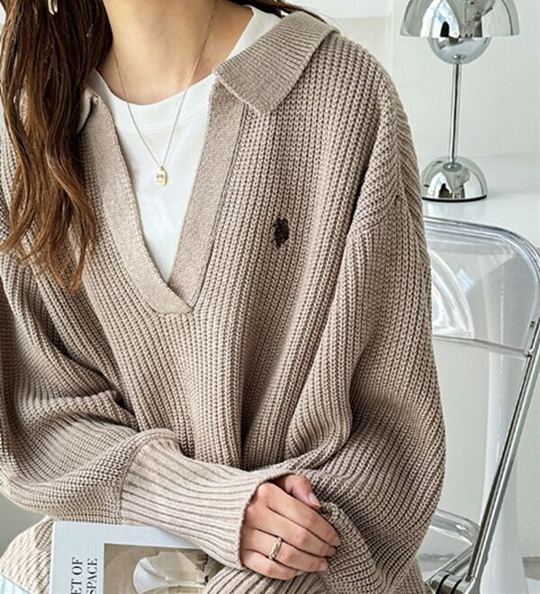 GeeRA（ジーラ）の「【ＵＳ．ＰＯＬＯ　ＡＳＳＮ】ポロデザインニット（ニット・セーター）」｜詳細画像