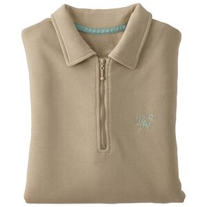 BELLUNA（ベルーナ）の「ハーフジップゆったり刺しゅうチュニック（チュニック）」｜ベージュ