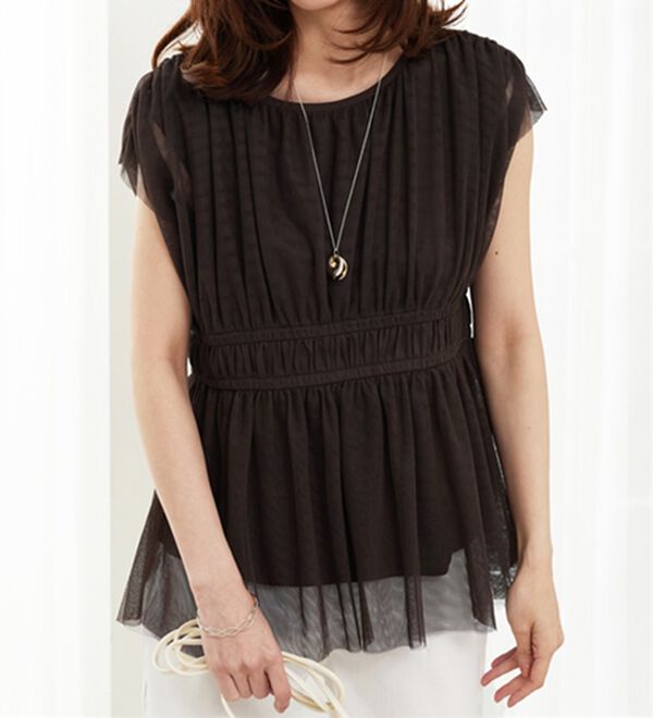 BELLUNA（ベルーナ）の「チュール使いギャザーデザインブラウス（ブラウス）」｜詳細画像