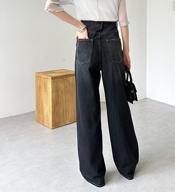 GeeRA（ジーラ）の「ハイウエストストレートデニム（ワイドパンツ・ガウチョ）」｜詳細画像