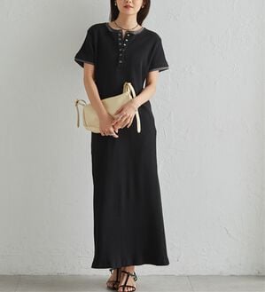 RANAN（ラナン）の「レイヤードヘンリーネックリブワンピース（カットソーワンピース）」｜ブラック系