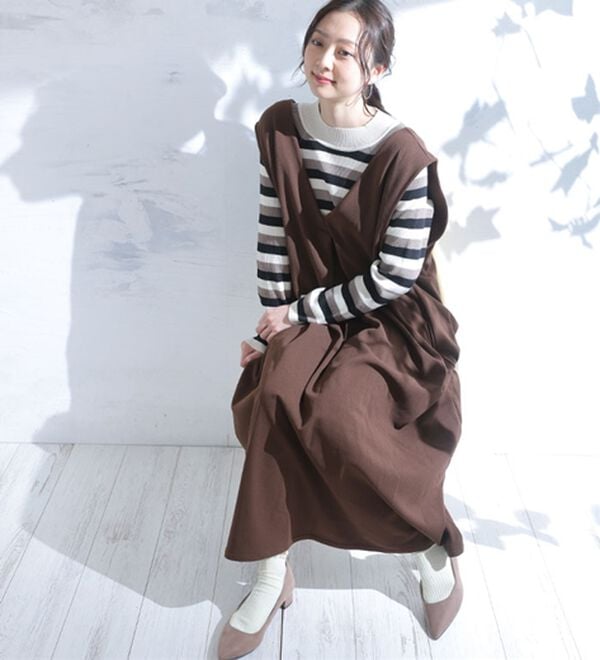 A HAPPY MARILYN（アハッピーマリリン）の「【ＬＬ～４Ｌ】トライボーダー ラグランニットプルオーバー（ニット・セーター）」｜詳細画像