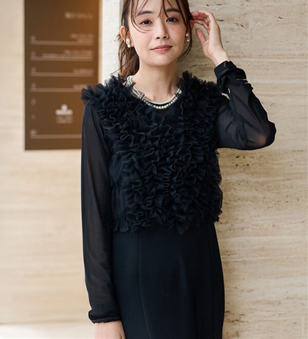 RANAN（ラナン）の「＜３点セット＞チュールフリルベストフレアワンピース（その他ワンピース）」｜詳細画像