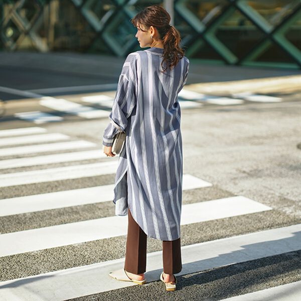 GeeRA（ジーラ）の「スリット入りロングシャツワンピース（シャツワンピース）」｜詳細画像