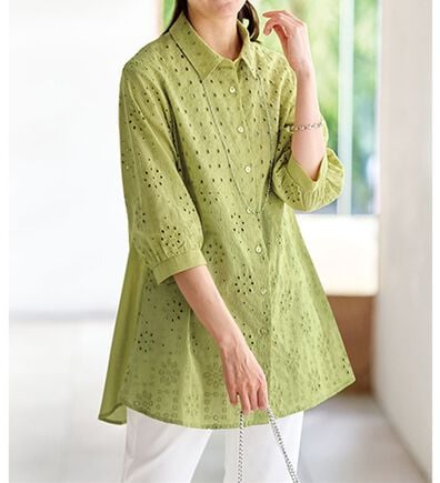 BELLUNA（ベルーナ）の「綿１００％レース柄切替チュニック（チュニック）」