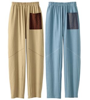 BELLUNA（ベルーナ）の「【２本組】やわらか綿１００％チェック柄ポケットゆるパンツ（フルレングスパンツ）」｜2本組