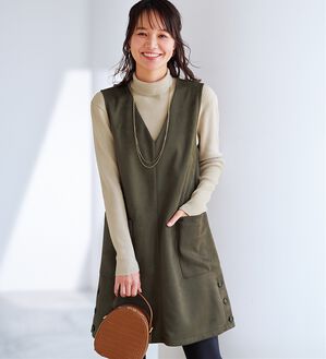 BELLUNA（ベルーナ）の「スエード調サイドボタンジャンパードレス（ジャンパースカート）」｜詳細画像