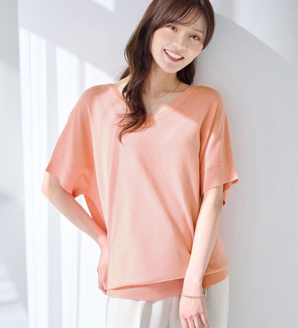 alotta（アロッタ）の「ゆるっと涼やかＶネックプルオーバー（ニット・セーター）」｜詳細画像