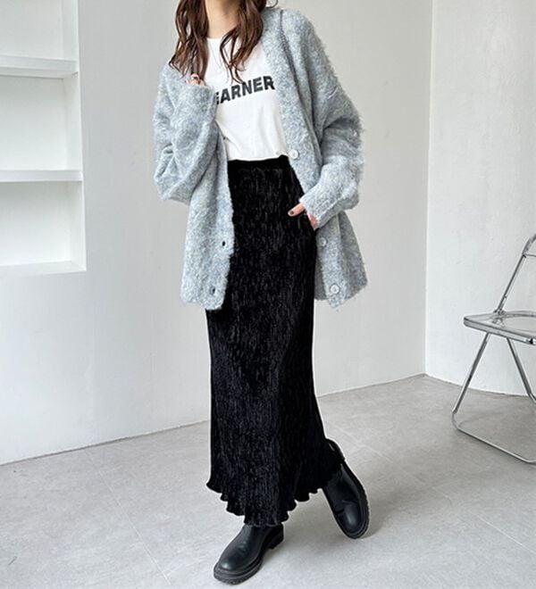 GeeRA（ジーラ）の「すっきり見え！ベロアプリーツロングスカート（ロングスカート）」｜詳細画像