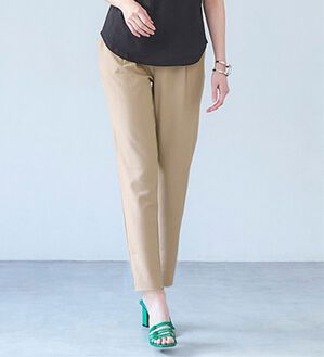 RANAN（ラナン）の「ひんやり！機能付麻調美脚タックテーパードパンツ（フルレングスパンツ）」｜ベージュ