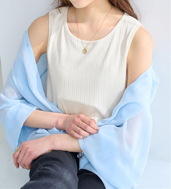 alotta（アロッタ）の「【イージーケア・ＵＶ対策】毎日使える！ひんやりテレコリブタンクトップ（タンクトップ・キャミソール）」｜詳細画像