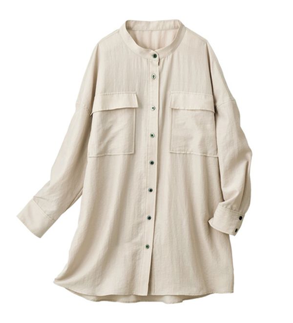 VINNO（ヴィノ）の「はっ水ストレッチバックギャザーシャツ（シャツ）」｜詳細画像